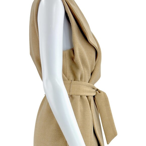 White House Black Market Camel Wrap Vest Coat Belt S/M - Picture 5 of 8